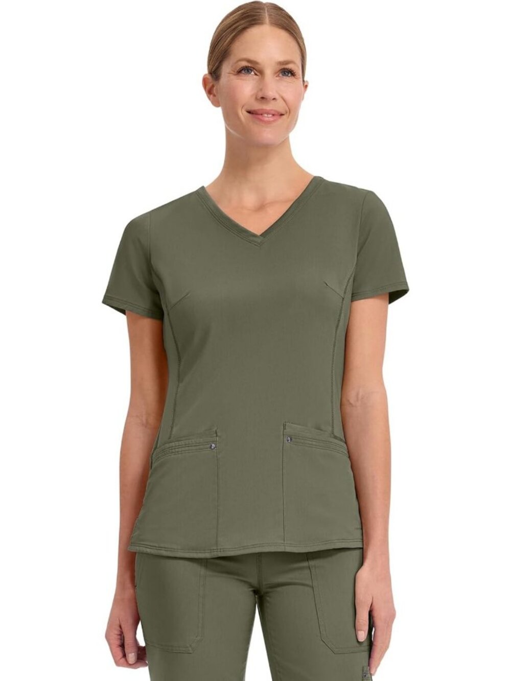 Soft Stretch V-Neck Scrub Tops for Women - Purple, 2 Pockets, Comfortable Fit